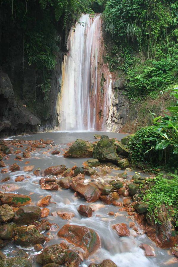 Diamond Falls — mineral-painted waterfall in the botanical gardens